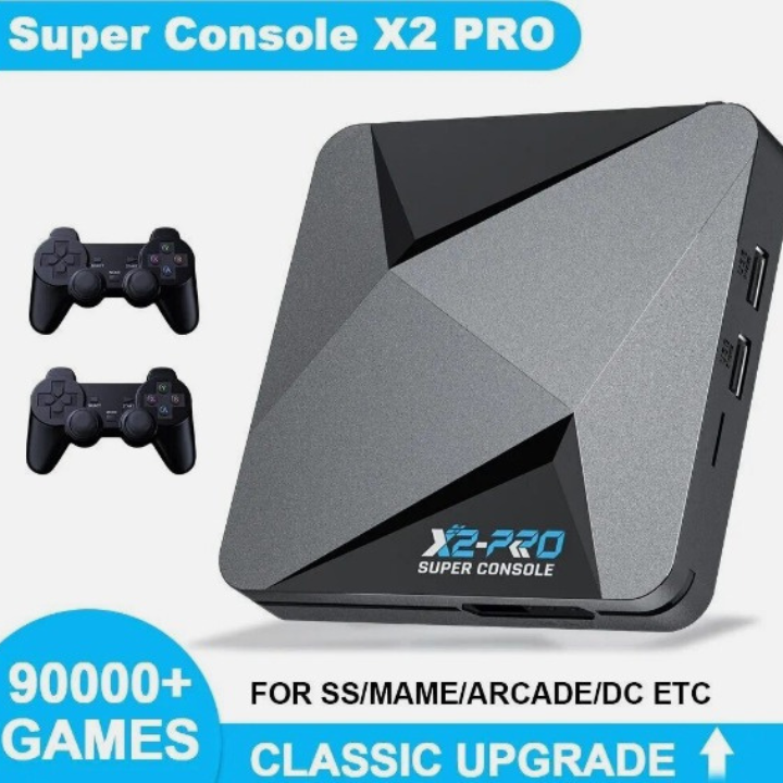 SUPER CONSOLE X2 PRO, COM 90.000 JOGOS  -  KINHANK Console Retro de 90000 Videogames para PS1/PSP/DC/MAME / com Gamepad Kid Gift. SNES / MEGA DRIVE / NINTENDINHO.